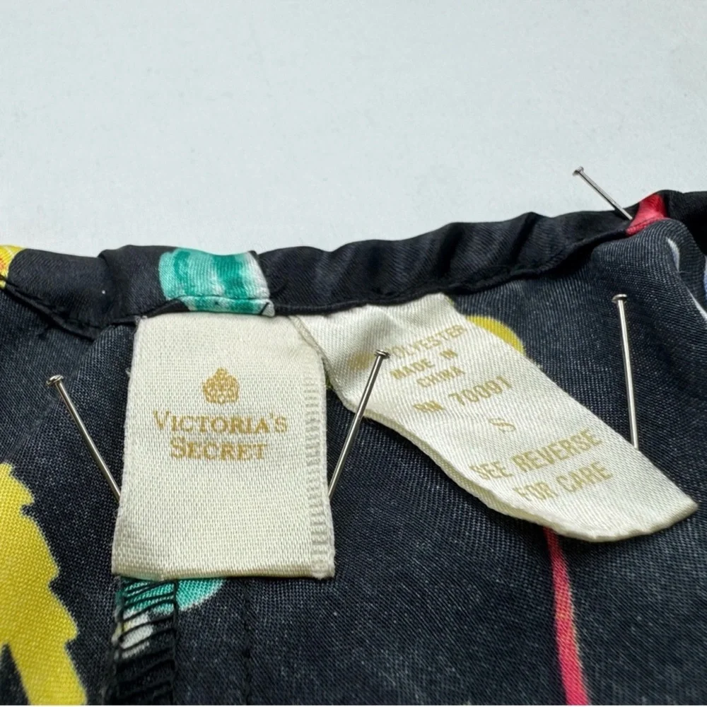 Victoria's Secret Gold Tag Dark Botanical Satin‎ Moody High Cut  Floral Brief Sm